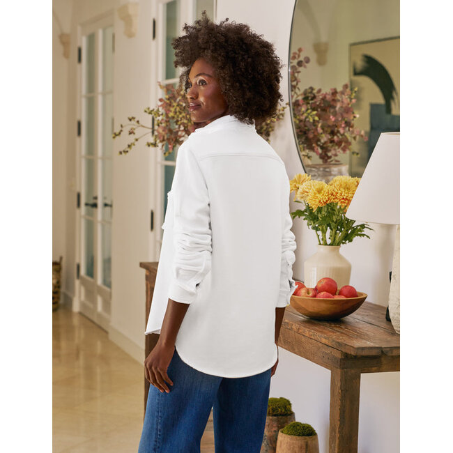 FRANK & EILEEN RELAXED BUTTON UP IN WHITE TRIPLE FLEECE