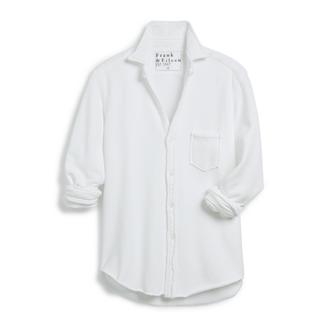 FRANK & EILEEN RELAXED BUTTON UP IN WHITE TRIPLE FLEECE