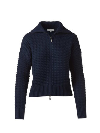 KINROSS BOBBLE ZIP CARDIGAN IN NAVY