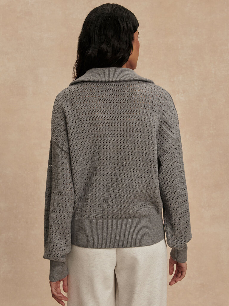 VARLEY DARLA HALF ZIP KNIT SILVER FILAGREE MELANGE