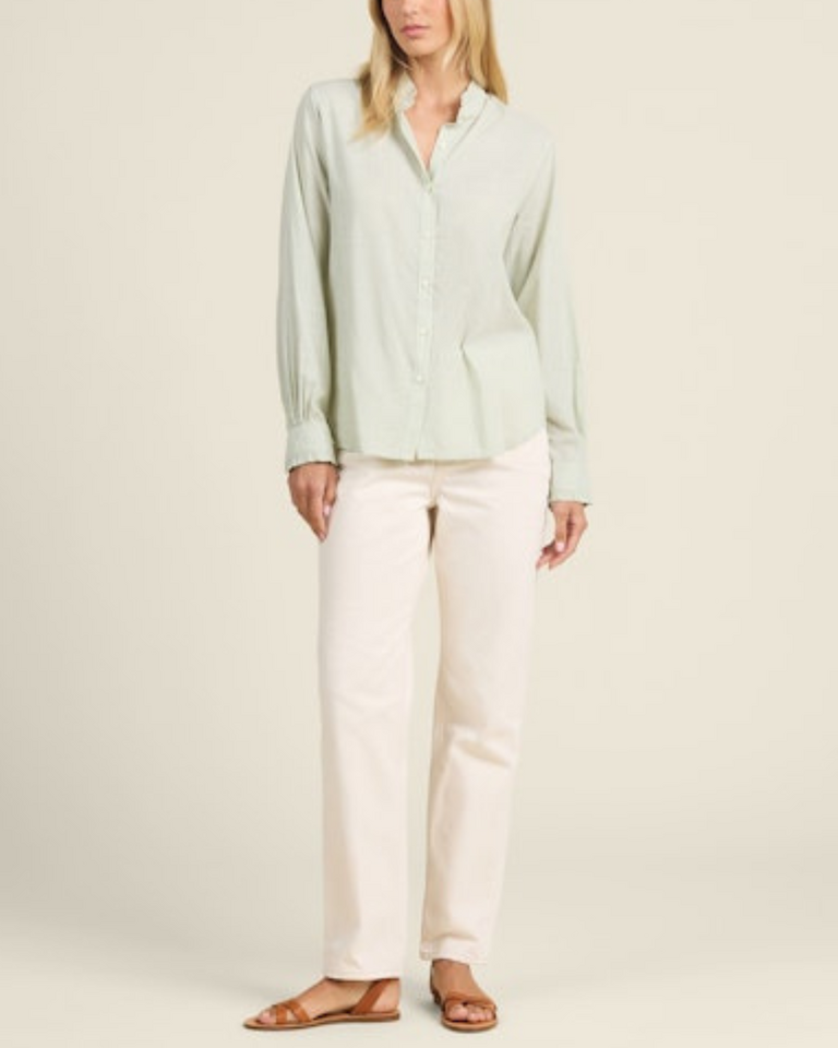 TROVATA RUMI BLOUSE IN VERDE MICRO STRIPES