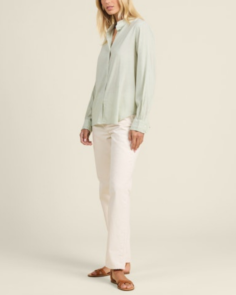 TROVATA RUMI BLOUSE IN VERDE MICRO STRIPES