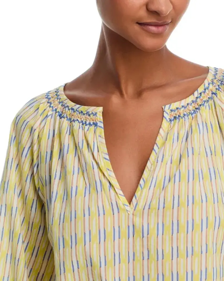 VELVET CAMPBELL07 CHECKED SPLIT NECK TOP