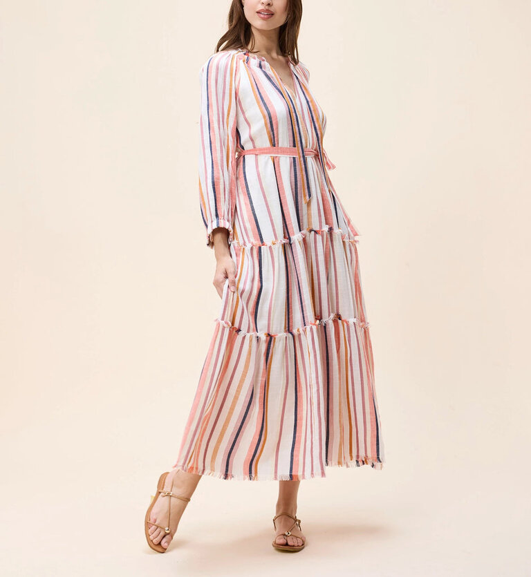 CLEOBELLA THE WISTERIA MIDI DRESS IN IVORY MULTI