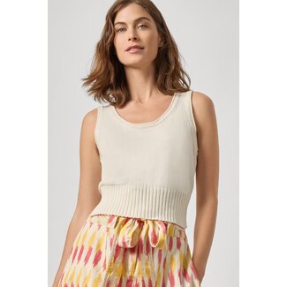 LILLA P CROPPED SCOOP TANK SWEATER IN OFF WHITE