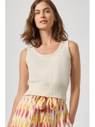 LILLA P CROPPED SCOOP TANK SWEATER IN OFF WHITE