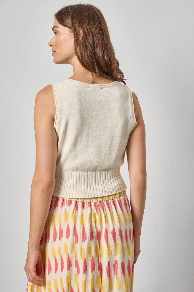 LILLA P CROPPED SCOOP TANK SWEATER IN OFF WHITE
