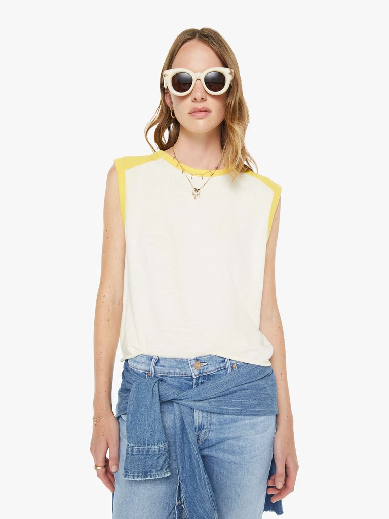 MOTHER THE SLEEVELESS CONCERT TEE IN SPIN CYCLE