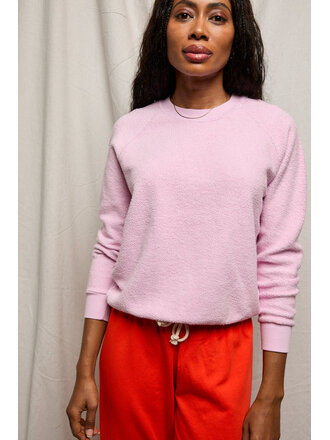 PERFECT WHITE TEE ZIGGY INSIDE OUT FLEECE SWEATSHIRT IN PINK SUGAR