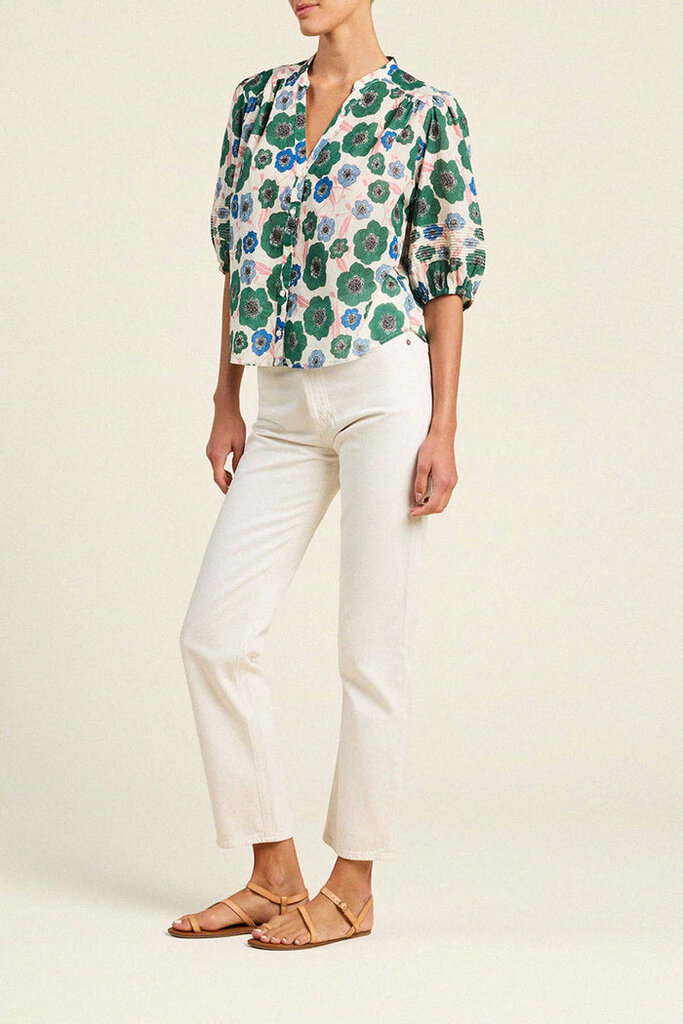 TROVATA LOREN BLOUSE IN GREEN HOUSE BLOOM