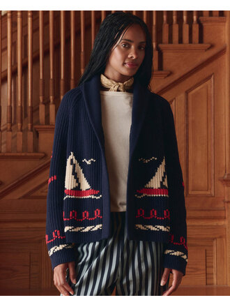 THE GREAT THE SAILBOAT LODGE CARDIGAN IN NAVY