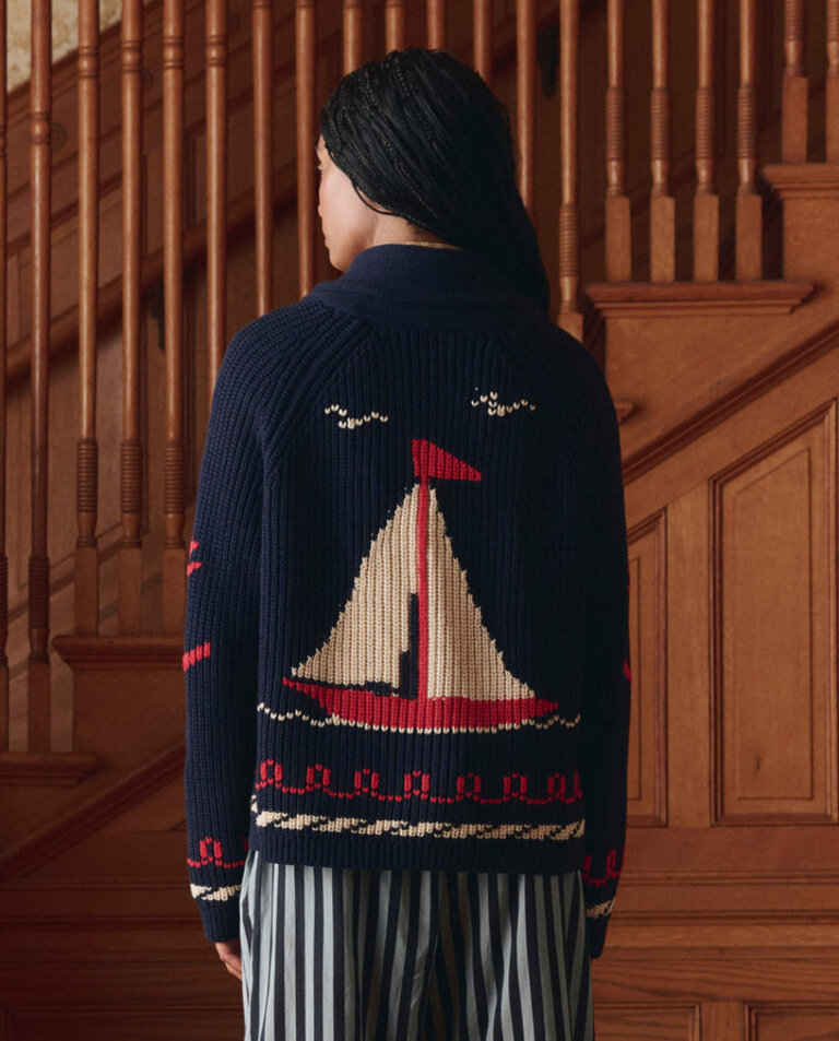 THE GREAT THE SAILBOAT LODGE CARDIGAN IN NAVY