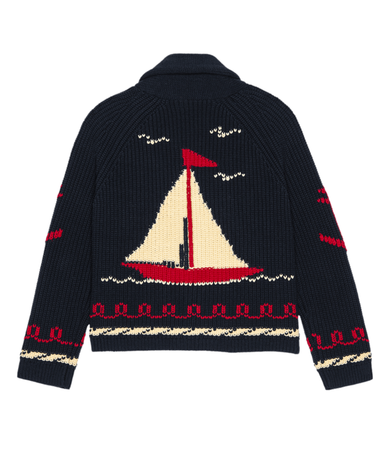 THE GREAT THE SAILBOAT LODGE CARDIGAN IN NAVY