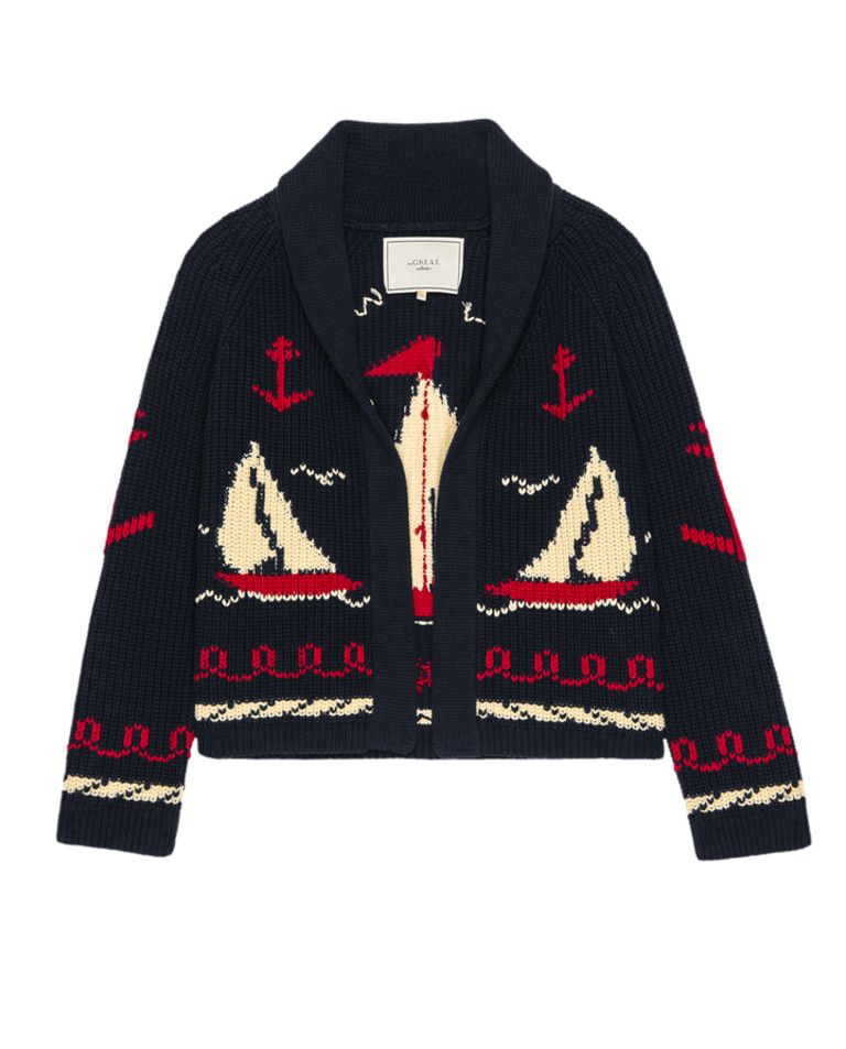 THE GREAT THE SAILBOAT LODGE CARDIGAN IN NAVY
