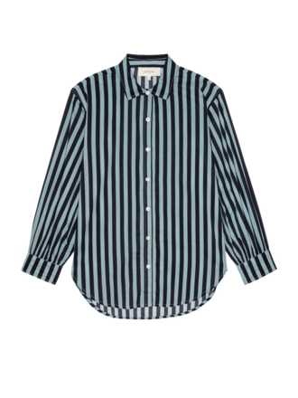 THE GREAT THE DAILY BUTTON UP IN BLUE CLUB STRIPE