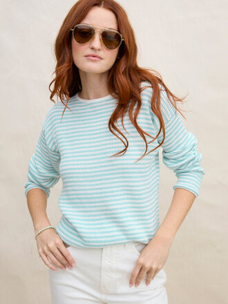 MARGARET O'LEARY THE SHIRTTAIL EASY BOATNECK IN AGAVE STRIPE