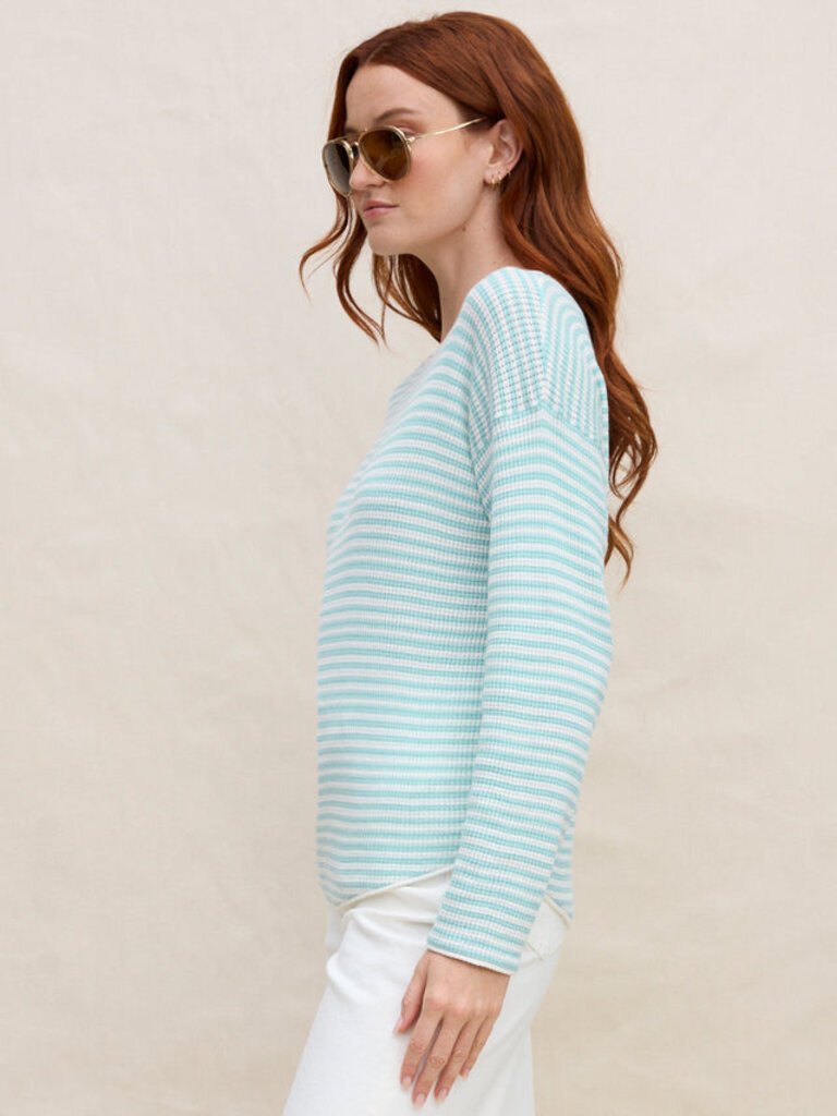 MARGARET O'LEARY THE SHIRTTAIL EASY BOATNECK IN AGAVE STRIPE