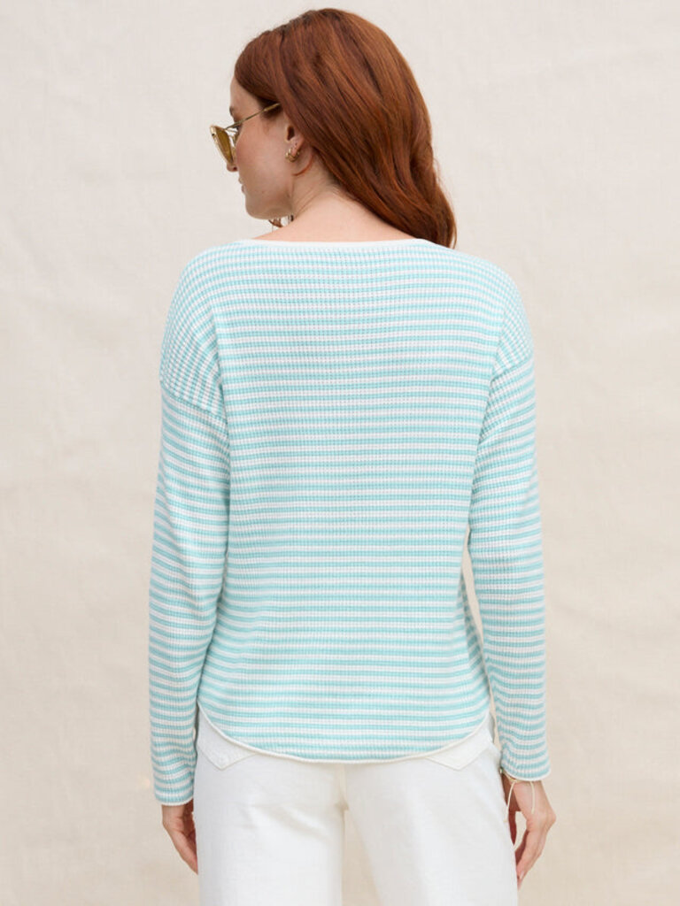 MARGARET O'LEARY THE SHIRTTAIL EASY BOATNECK IN AGAVE STRIPE