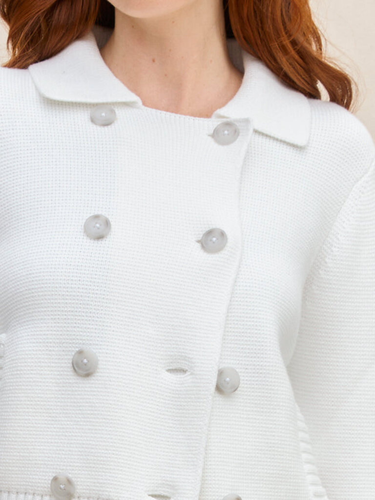 MARGARET O'LEARY DYLAN KNIT JACKET IN WHITE