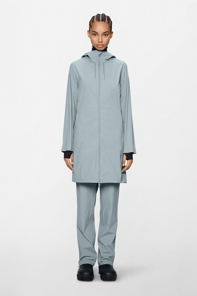 RAINS SUVA HARDSHELL LONG W JACKET IN POOL