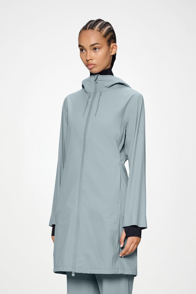 RAINS SUVA HARDSHELL LONG W JACKET IN POOL