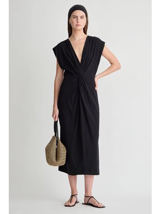 APIECE APART MARGIT TWIST FRONT COLUMN DRESS IN BLACK