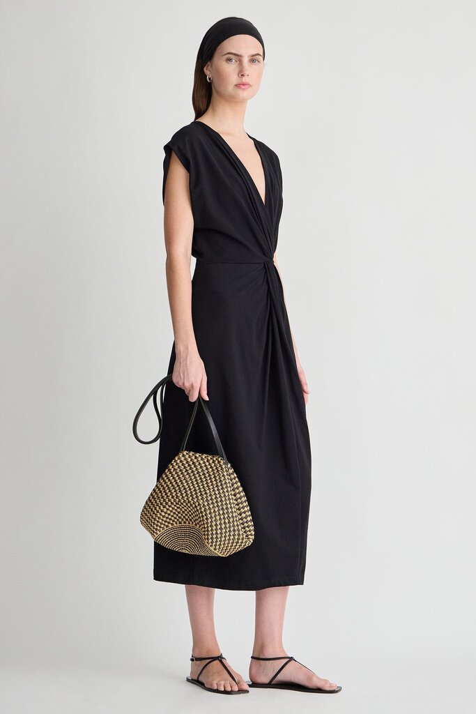 APIECE APART MARGIT TWIST FRONT COLUMN DRESS IN BLACK