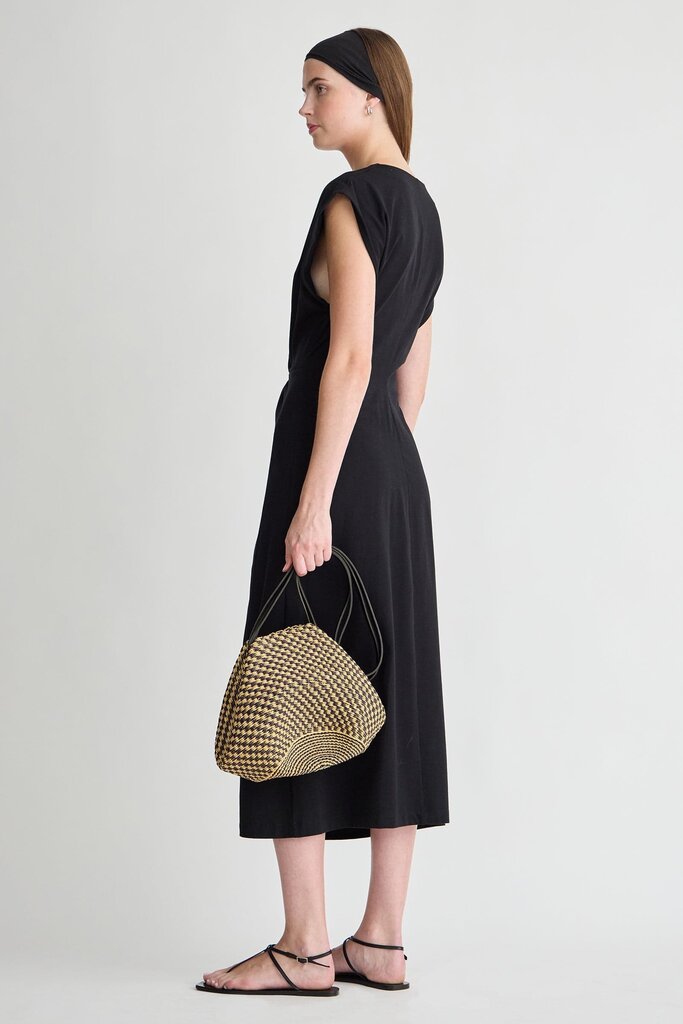 APIECE APART MARGIT TWIST FRONT COLUMN DRESS IN BLACK