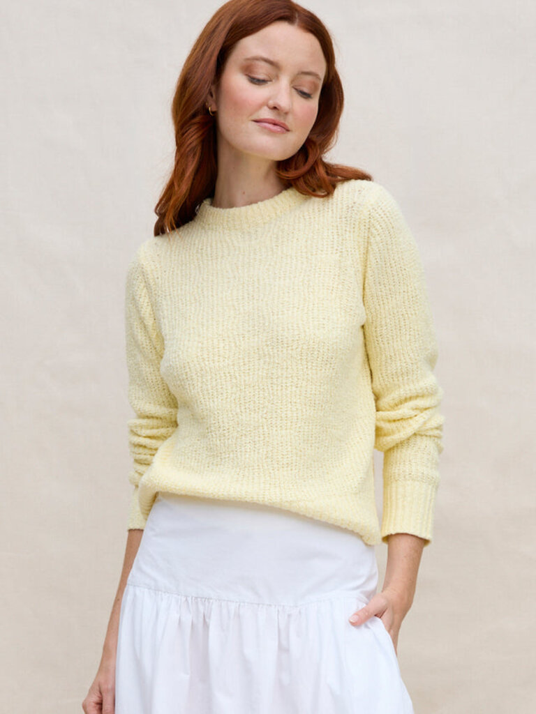 MARGARET O'LEARY LOLITA PULLOVER IN BUTTER YELLOW/ AND BLUE STRIPE