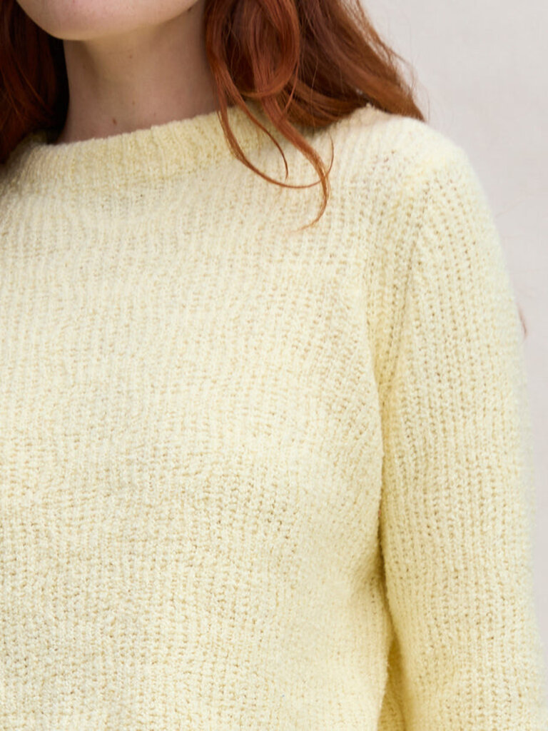 MARGARET O'LEARY LOLITA PULLOVER IN BUTTER YELLOW/ AND BLUE STRIPE