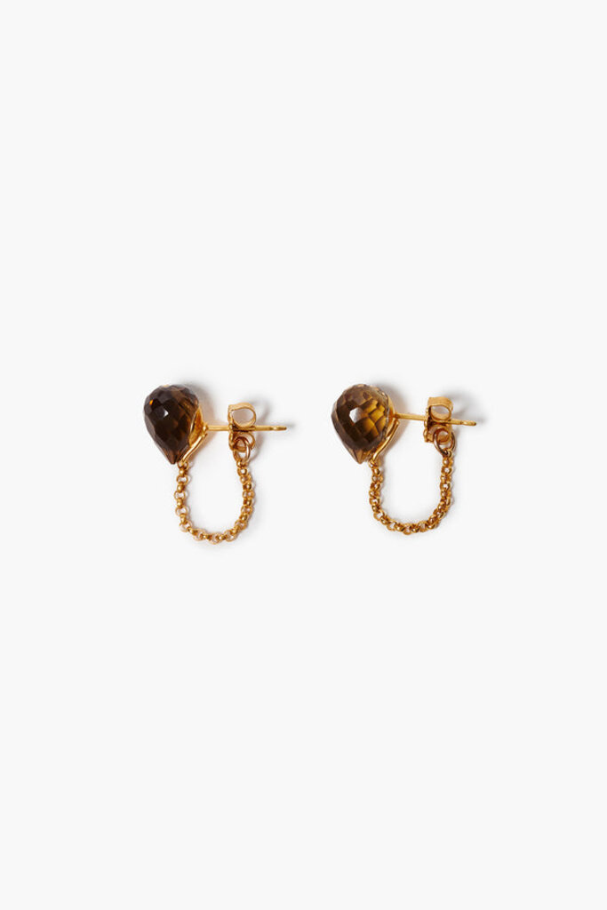CHAN LUU  EDISON CHAIN LOOP EARRINGS WHISKEY QUARTZ