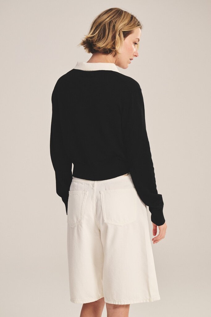 VELVET RIVEN CARDIGAN IN BLACK