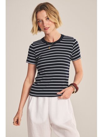VELVET BRENDA S/S CREW STRIPE IN MIDNIGHT