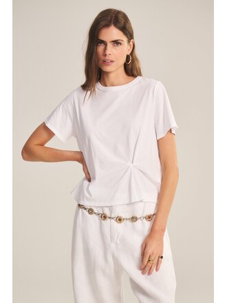 VELVET RHOU07 S/S KNOT FRONT TOP IN WHITE