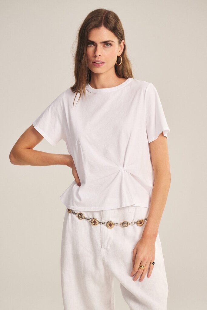 VELVET RHOU07 S/S KNOT FRONT TOP IN WHITE