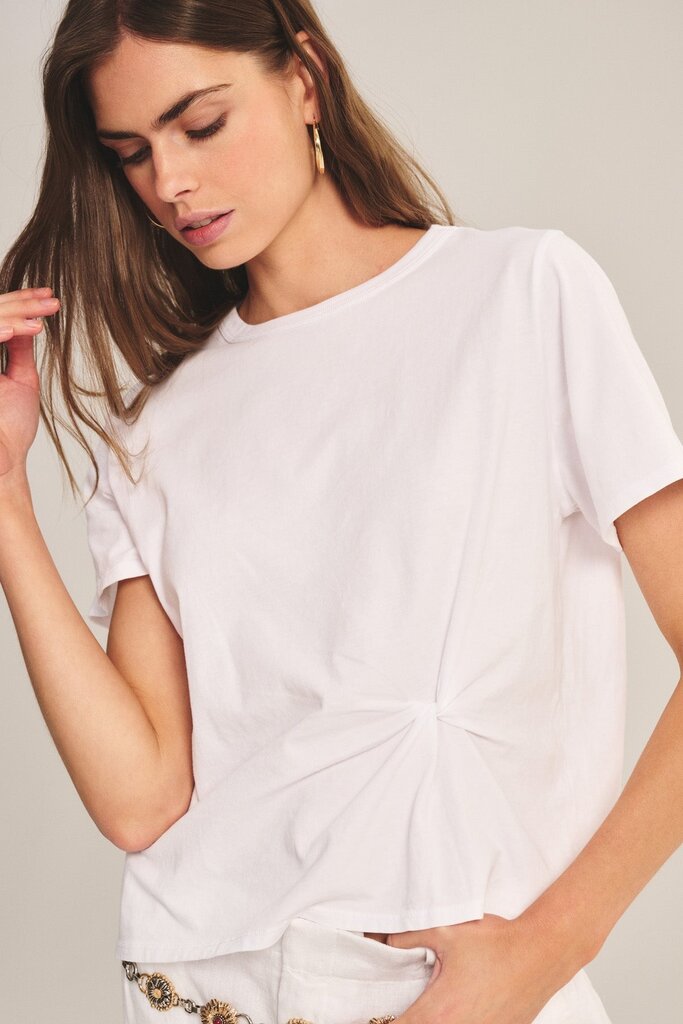 VELVET RHOU07 S/S KNOT FRONT TOP IN WHITE