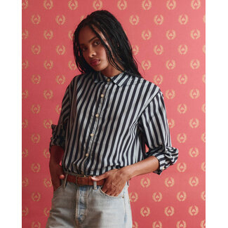 THE GREAT THE DAILY BUTTON UP IN BLUE CLUB STRIPE