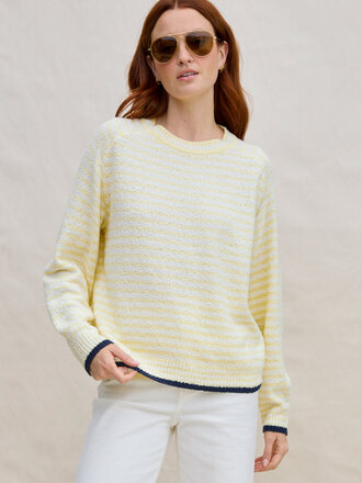 MARGARET O'LEARY LOLA STRIPE PULLOVER IN BUTTER STRIPE