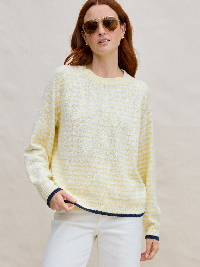 MARGARET O'LEARY LOLA STRIPE PULLOVER IN BUTTER STRIPE