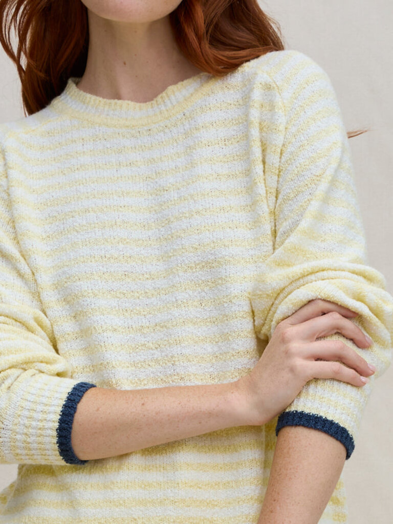 MARGARET O'LEARY LOLA STRIPE PULLOVER IN BUTTER STRIPE