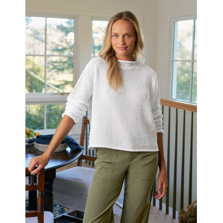 FRANK & EILEEN MONTEREY POINTELLE SWEATER IN WHITE