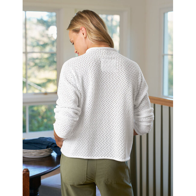 FRANK & EILEEN MONTEREY POINTELLE SWEATER IN WHITE