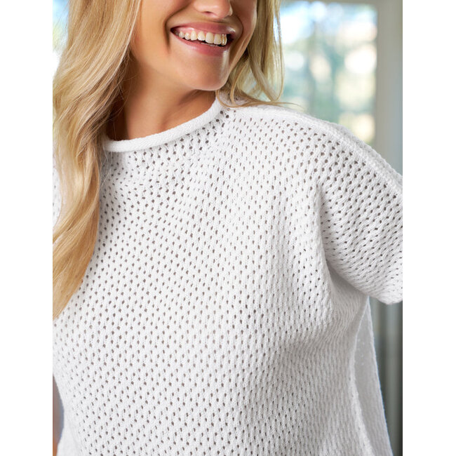 FRANK & EILEEN MONTEREY POINTELLE SWEATER IN WHITE