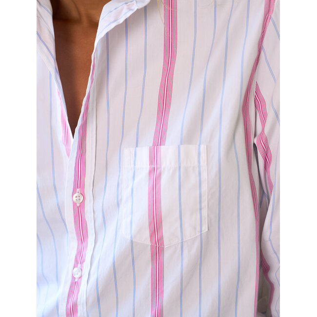 FRANK & EILEEN EILEEN RELAXED BUTTON UP IN MULTI STRIPE PINK AND BLUE