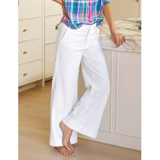 FRANK & EILEEN WEST VILLAGE NYC WIDE LEG TROUSER IN WHITE LINEN