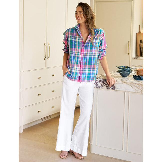 FRANK & EILEEN WEST VILLAGE NYC WIDE LEG TROUSER IN WHITE LINEN
