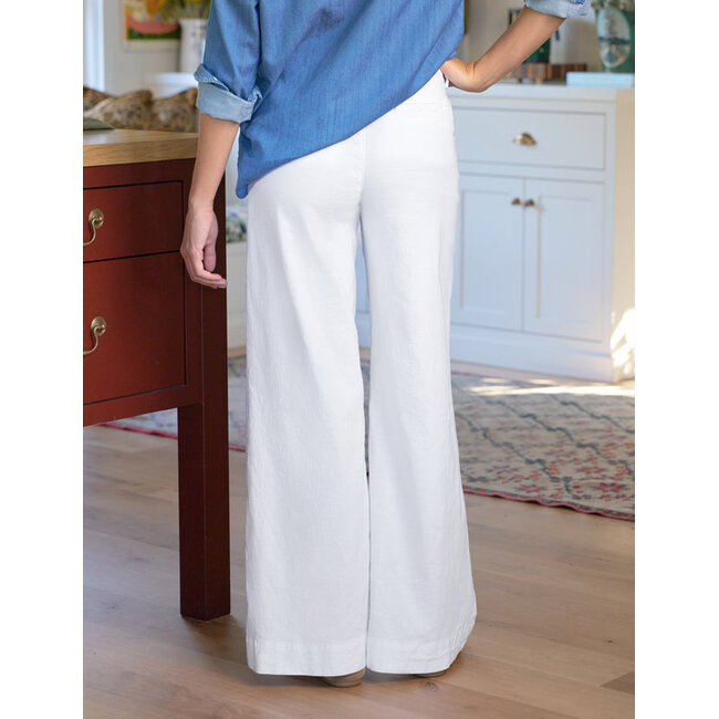 FRANK & EILEEN WEST VILLAGE NYC WIDE LEG TROUSER IN WHITE LINEN