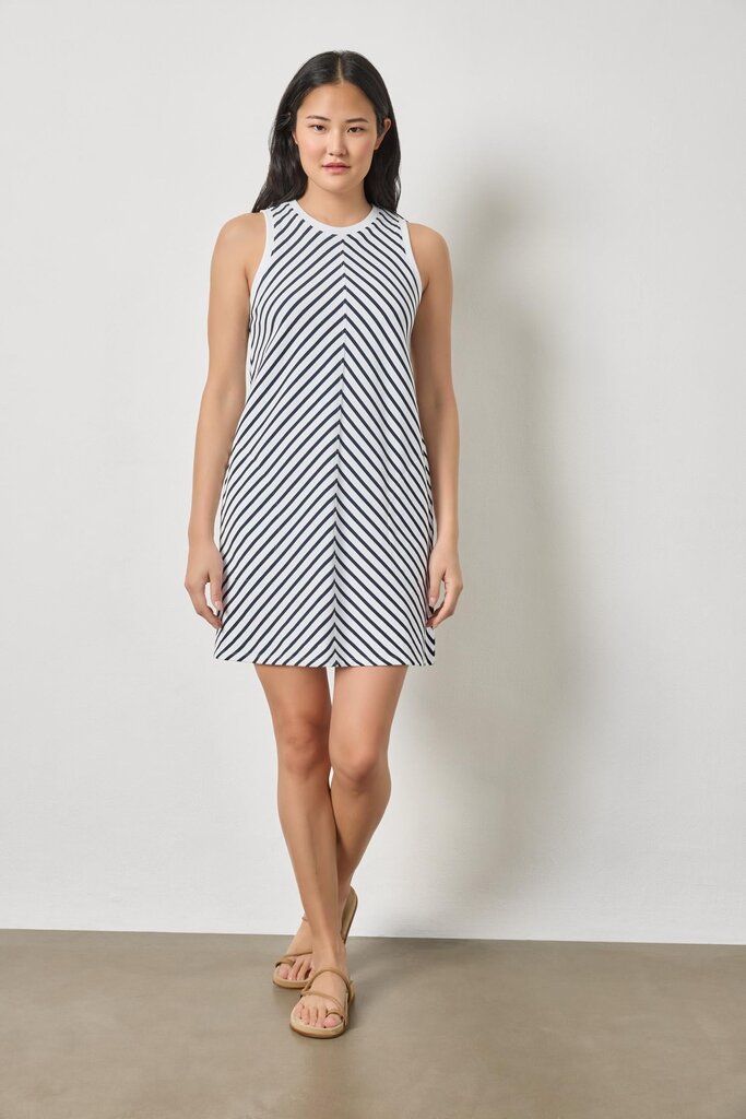 LILLA P CENTER SEAM TANK DRESS IN NAVY STRIPE
