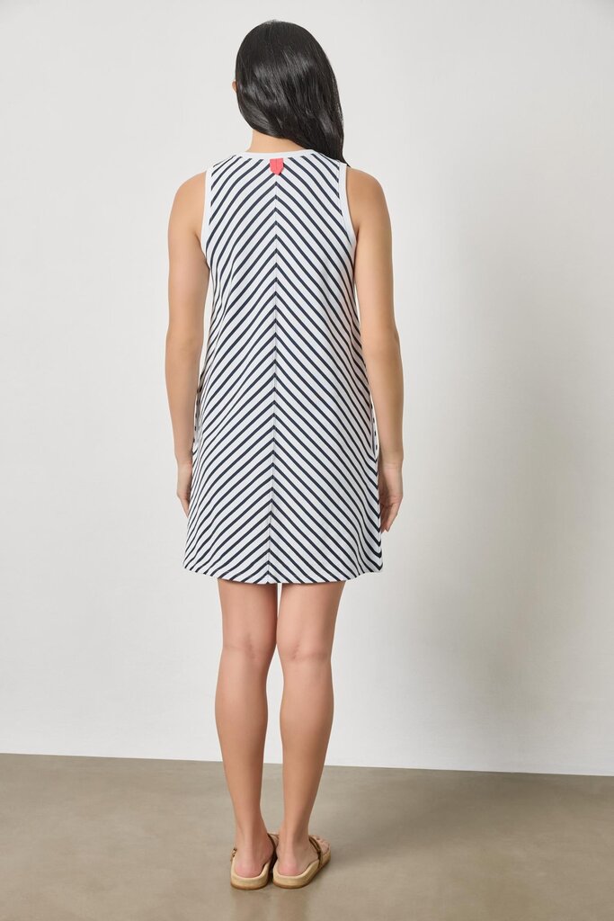 LILLA P CENTER SEAM TANK DRESS IN NAVY STRIPE