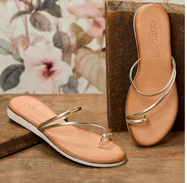 CORDANI FLORIA FLAT SANDAL IN PLATINO LEATHER